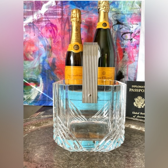 Rare Vintage GUCCI Crystal Champagne Wine Cooler Ice Bucket Barware Decor GG ❤️ - Picture 5 of 11